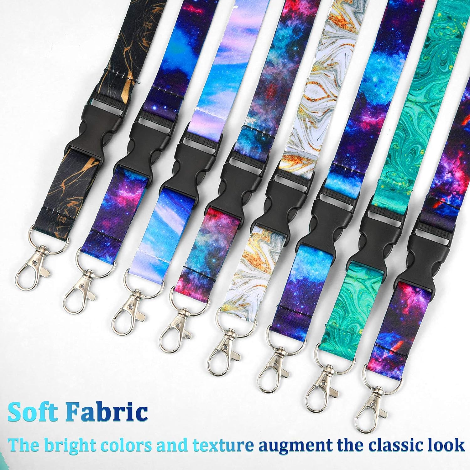 Outus 8 Pieces Key Lanyard ID Lanyards Neck Strap Key Chain Holder for Women Men (Starry Style)