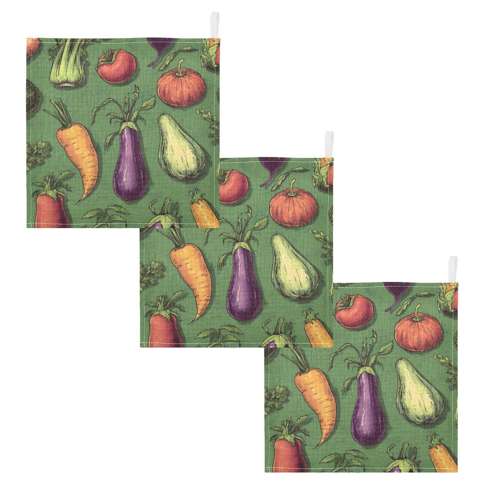 YETTASBIN Vegetables Muslin Baby Hand Washcloths Soft Cotton Bath Face Towel 4 Layers Extra Absorbent Feeding Burp Cloth
