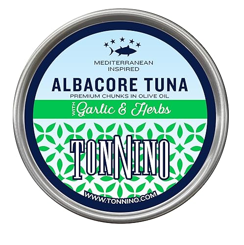 Miniatura 13 de Tonnino Atún Albacora - Trozos premium en agua con garbanzos, maíz y zanahorias - Paquete de 12 - Alternativa al salmón - Snacks proteicos - Comidas