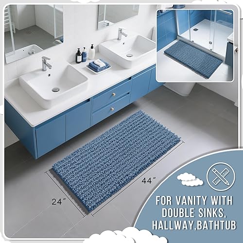Miniatura 358 de Yimobra - Tapete de baño largo de felpilla, grande de 55.1 x 24 pulgadas, microfibra gruesa, absorbente, extrasuave, antideslizante, peludo, lavable