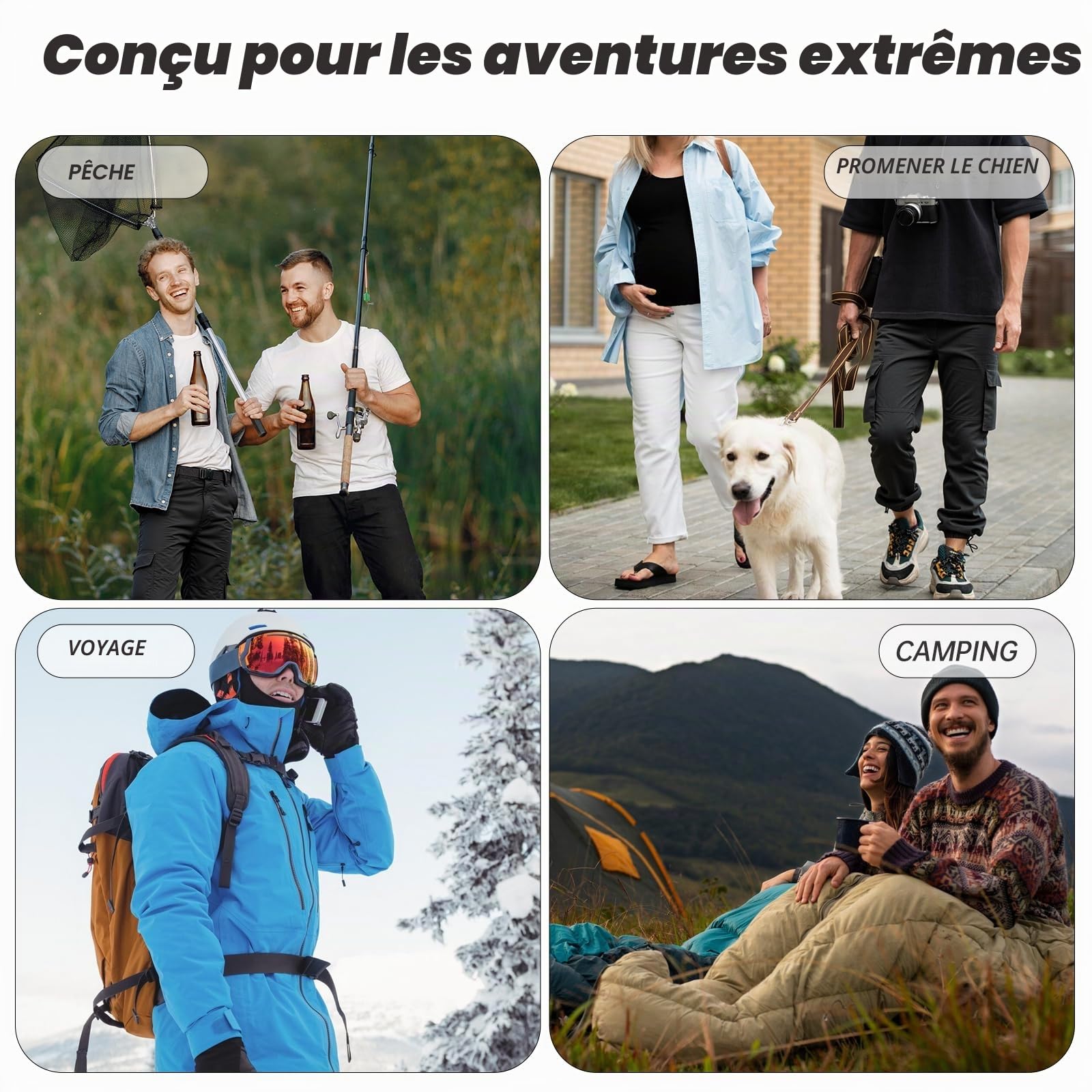 Pantalon Thermique Cargo Doublé de Polaire pour Hommes, Ceinture élastique Complète avec Passants de Ceinture Pantalon de Travail pour la Randonnée Camping en Plein air Hiver