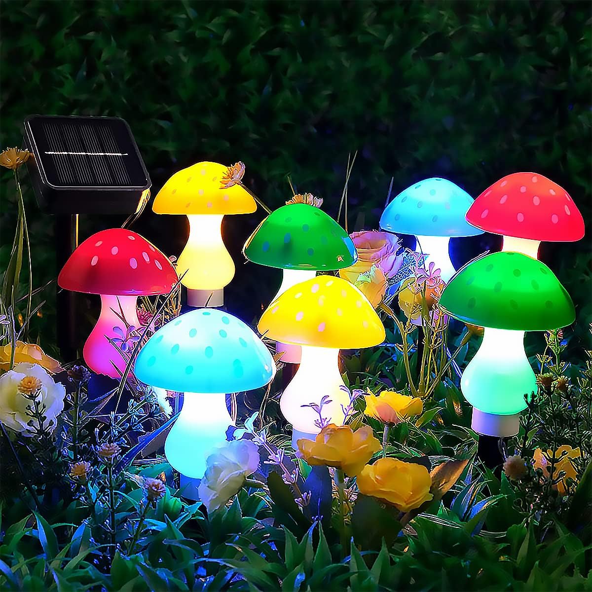 Janoiuc 8Pcs LED Solar Mushroom Lights Kit, Upgraded Outdoor Solar