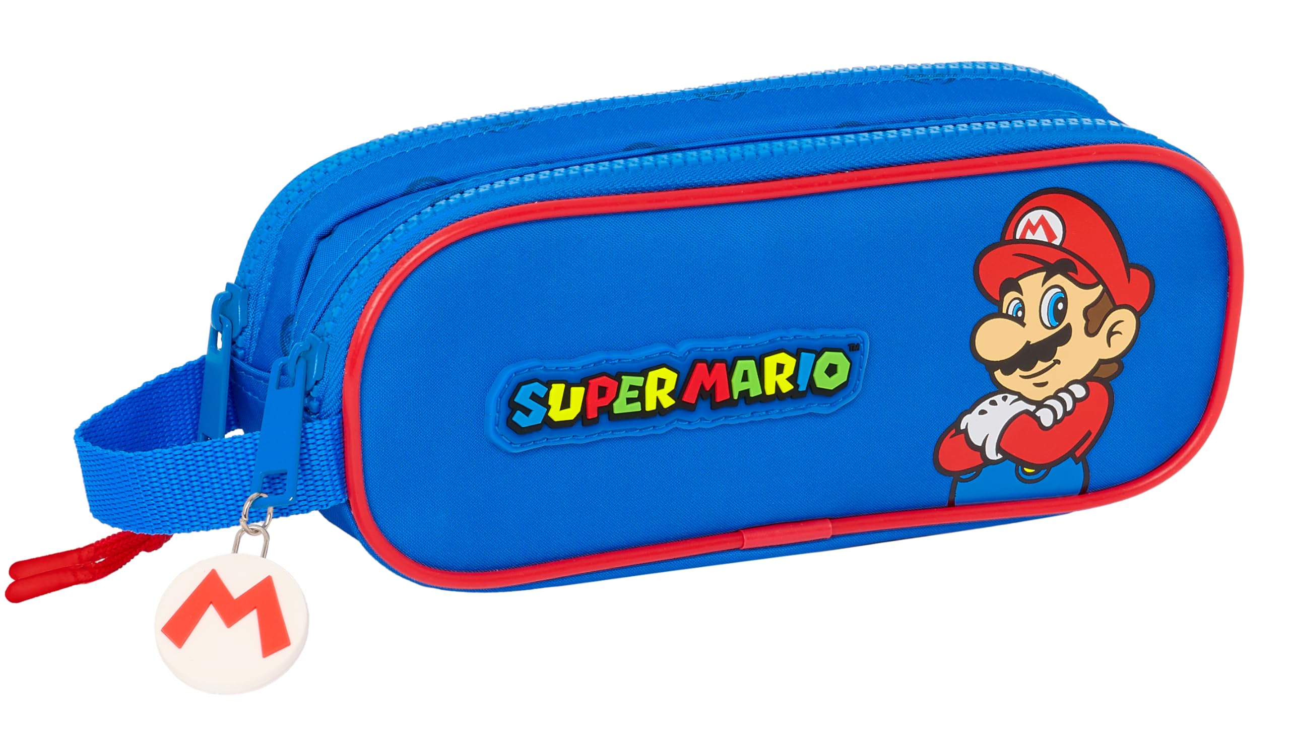 Super Mario Play - Portatodo Doble Niño, Estuche Infantil, Estuche Niño, Ideal para Niños en Edad Escolar, Cómodo y Versátil, Calidad y Resistencia, 21x6x8 cm, Color Azul/Rojo