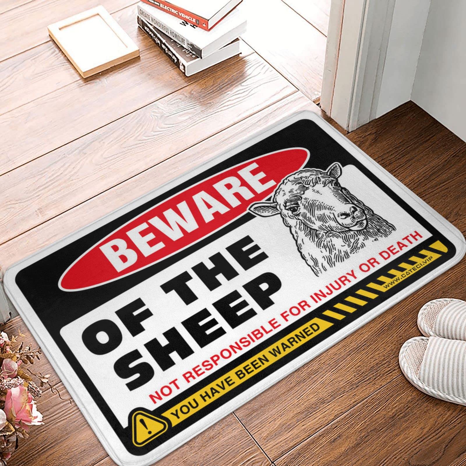 Paillasson extérieur Méfiez-vous des moutons tapis de bienvenue original 50 x 80 cm