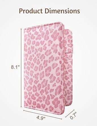 Server Book for Waitress, Magnetic, Zipper Pocket, Light Pink Leopard