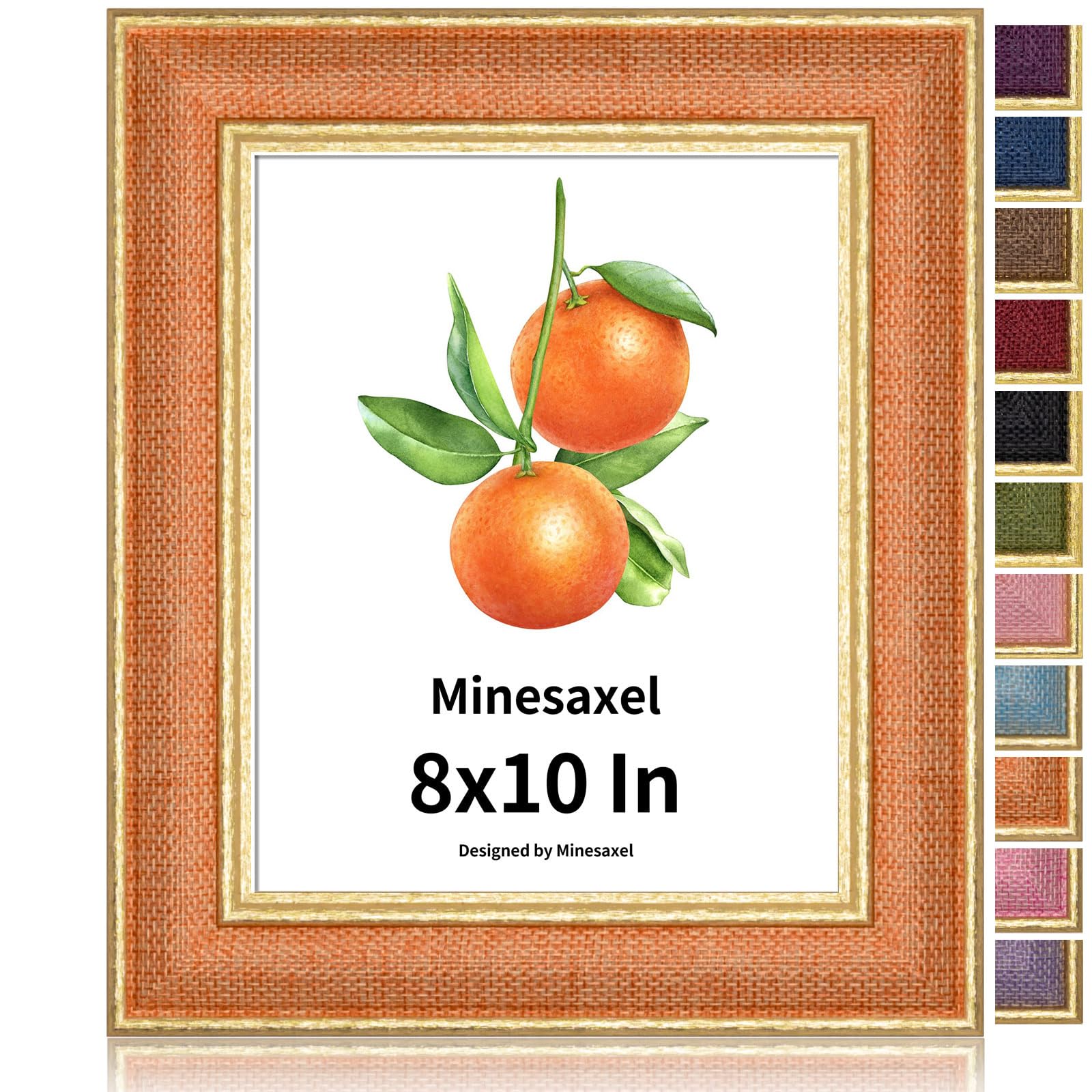 Cadre photo orange 20x25 cm en verre HD avec bordure dorée élégante