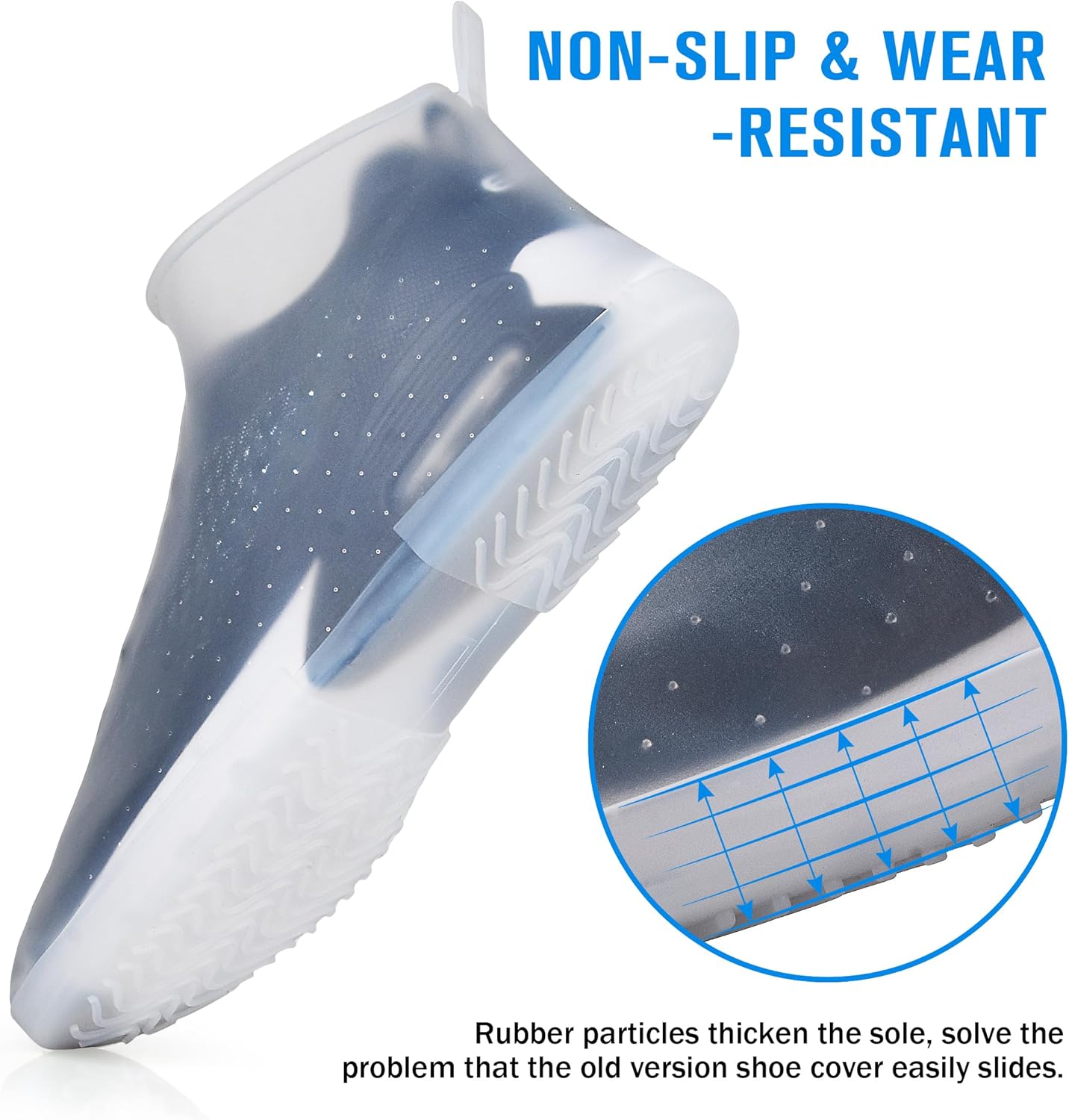 Waterproof Shoe Covers Slip-Resistant Overshoes Newly Upgraded and Latest Model for Men Women, Reusable Rain Boots for Outdoor, Cycling, Hiking, Work (Transparent, XL (Women 11-13, Men 10.5-13)) - Image 3
