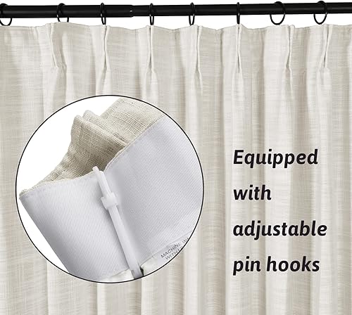 Miniatura 2 de Drapifytex Cortinas plisadas de 64 pulgadas de ancho y 84 pulgadas de largo para dormitorio, cortinas de lino sintético con textura marfil para sala