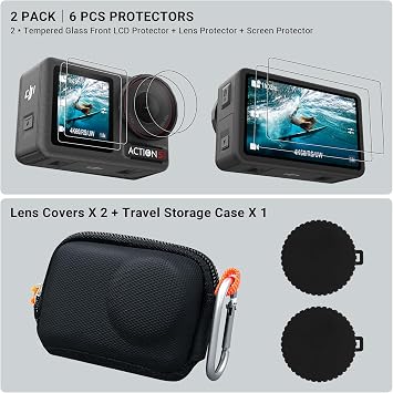 CYNOVA Carrying Bag for Osmo Action 5 Pro Accessories,with DJI Osmo Action 5 Case, Action 5 Pro Screen Protector and Silicone Lens Cap