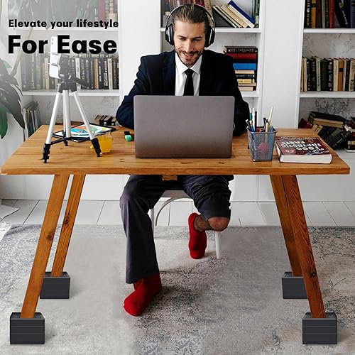 Miniatura 6 de Elevadores de muebles de 4 pulgadas, elevador de muebles de alta resistencia en alturas de 1.5, 3 o 4 pulgadas, bloques de elevación rectangulares