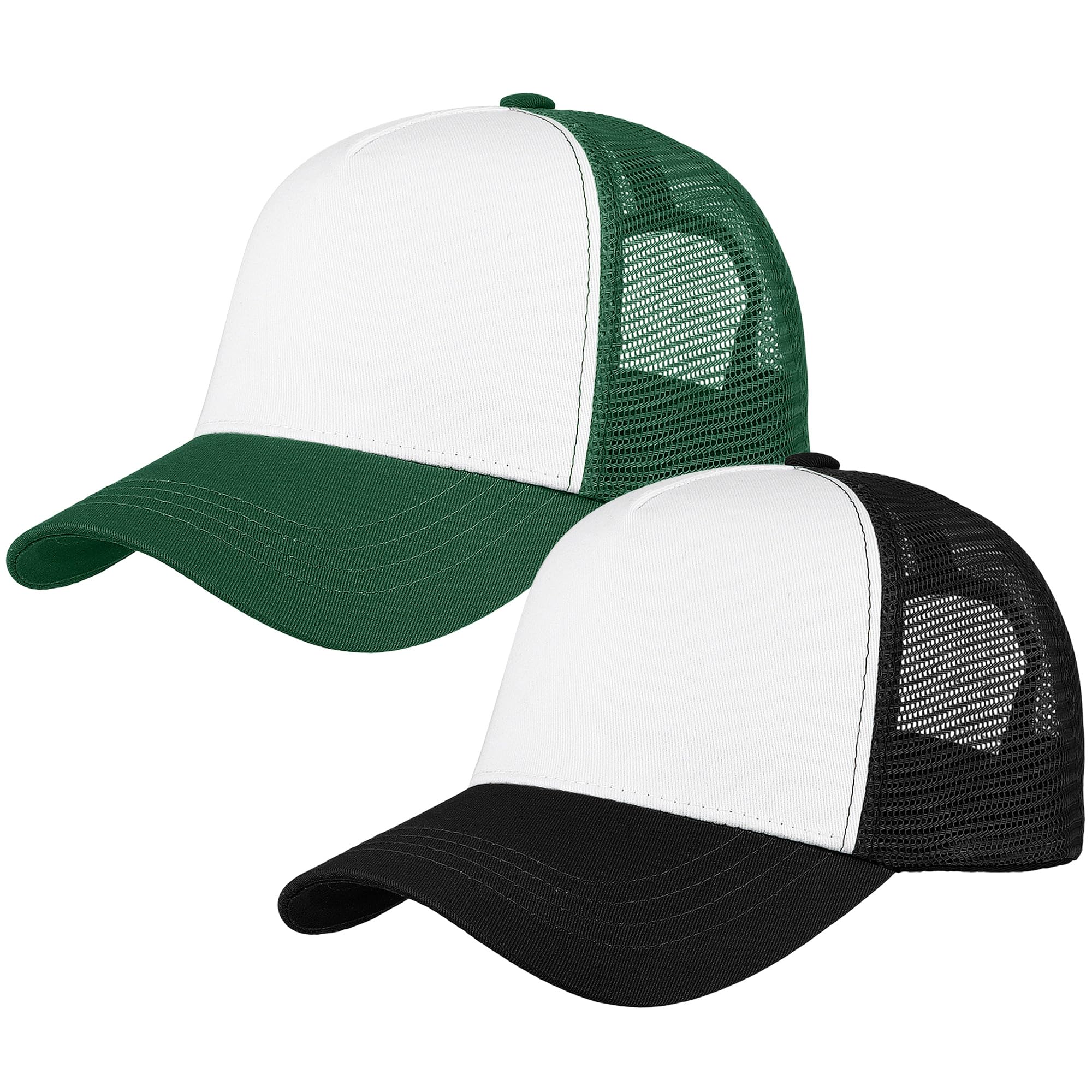 Falari 5-Panel Mesh Baseball Cap, Trucker Hat, Structured Plain Design, Cotton, Adjustable Size