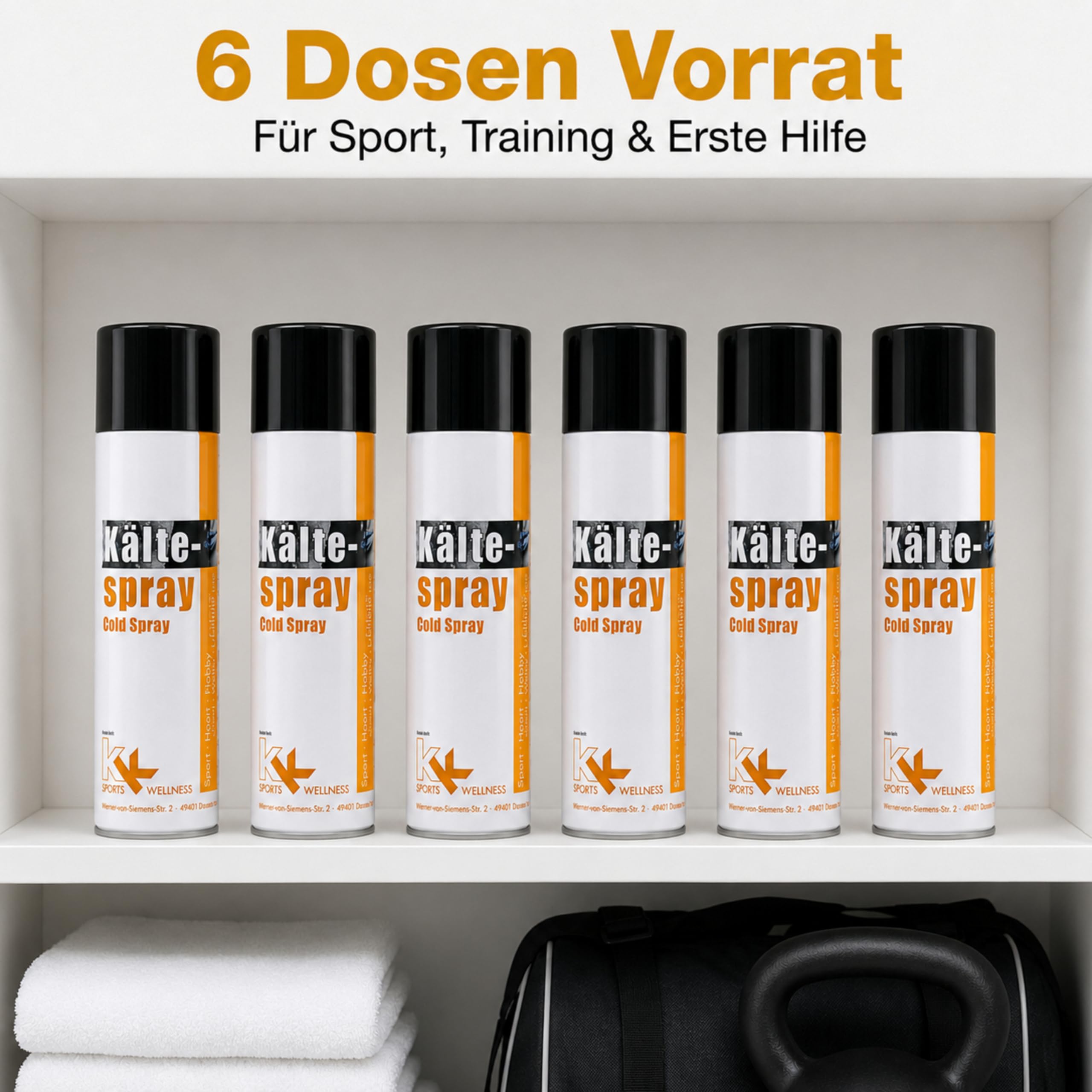 KK Kältespray 6 x 300 ml – Eisspray für Sportverletzungen, Muskeln & Gelenke – Cold Spray zur schnellen Kühlung bei Prellungen, Zerrungen & Verstauchungen – Sport Kühlung