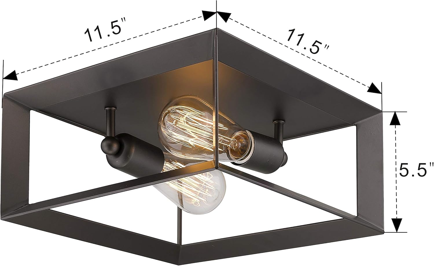 Emliviar 2-Light Ceiling Light, 12" Flush Mount Ceiling Lighting Fixture, Oil Rubbed Bronze Finish, 3040-2 ORB