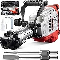 QUIETEX MAX 3500W Electric Demolition Jack Hammer - Heavy Duty Concrete Breaker, 1900 BPM 60J Impact, 2 Chisels & Wheeled Case
