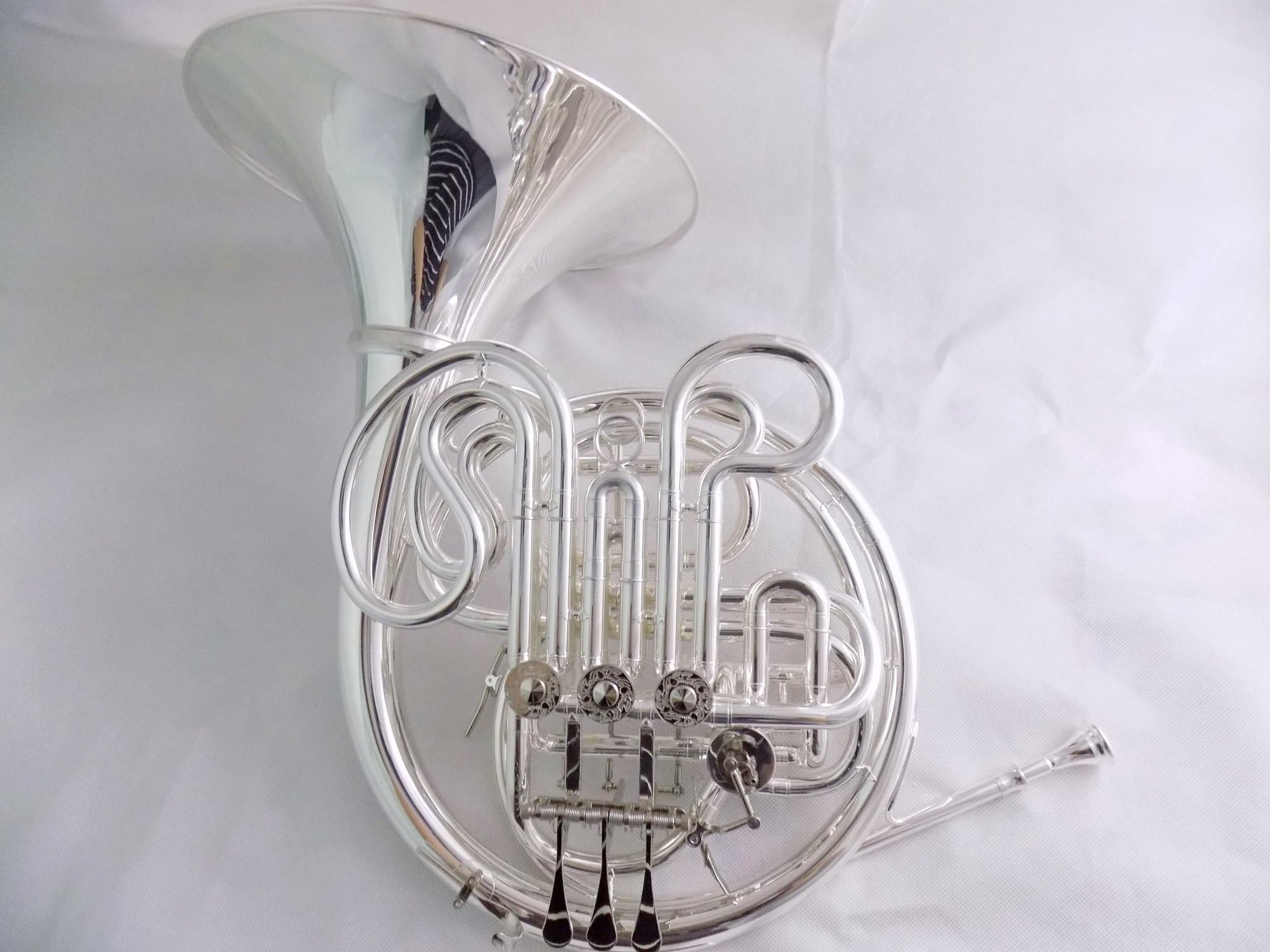 Alexander 103 French Horn F/Bb Double Row Lacqer/Silver Plated Finish with Case and Mouthpiece Musical Instruments Professional (Silver plated)