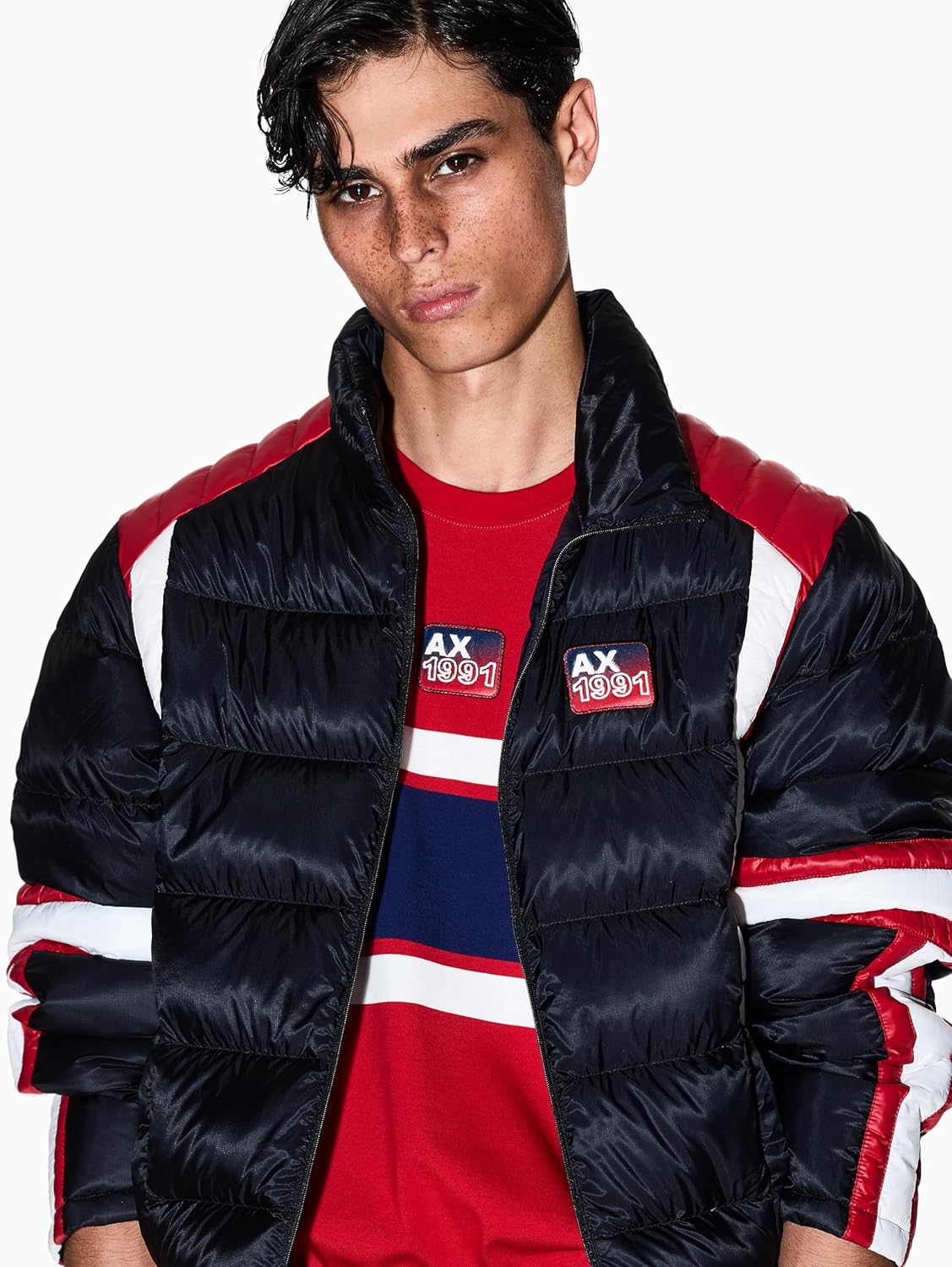 Armani Exchange Mens Color Blocking Logo Tee - Image 2