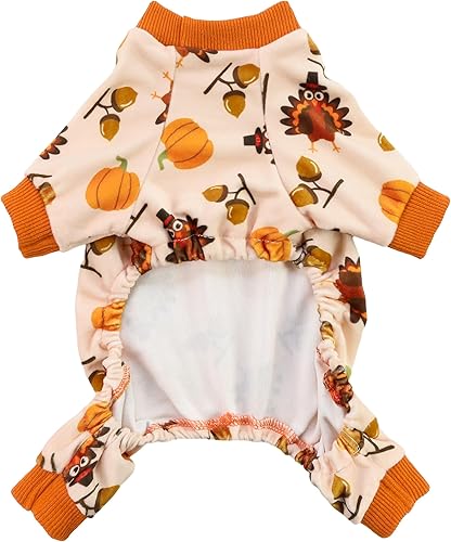 Miniatura 2 de Fitwarm Pijama de perro de pavo de Acción de Gracias, ropa divertida de invierno para perros pequeños, hembras y niños, overol para mascotas,