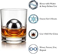 Vista 5 de 2 bolas de whisky de acero inoxidable XXL premium de 55 mm con bandeja para congelador - Piedras para enfriar whisky, bolas de hielo