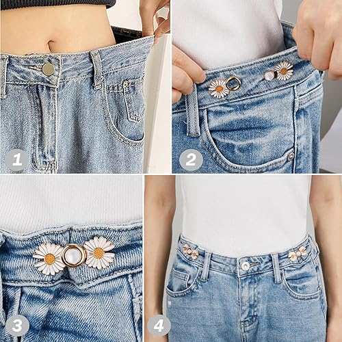 Miniatura 3 de 22 piezas de tensores de cintura para pantalones, 14 juegos de 10 estilos de botones de jean extraíbles, botones instantáneos para jeans sueltos, no