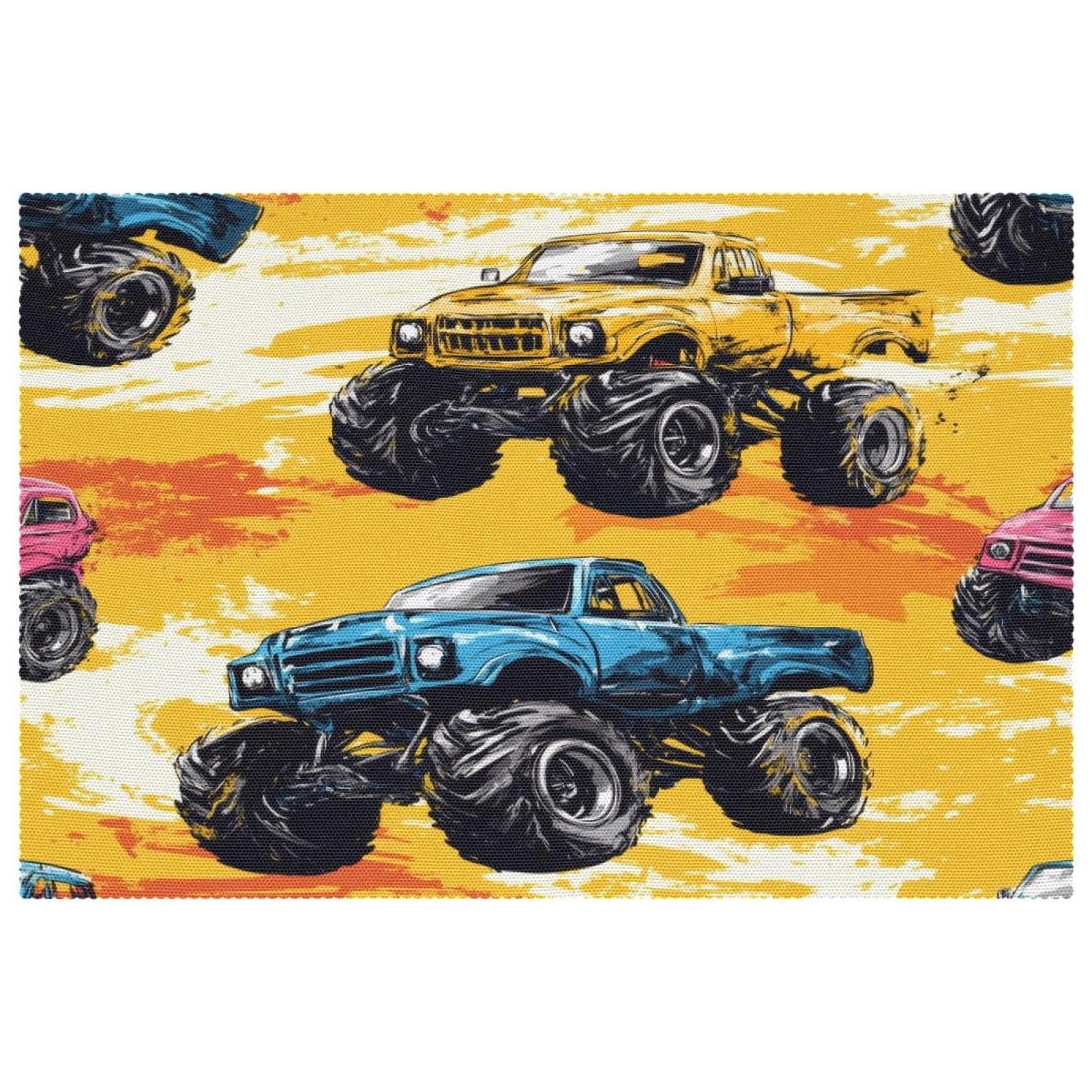 Set de table vintage Monster Trucks pour décorer la table de salle à manger des enfants