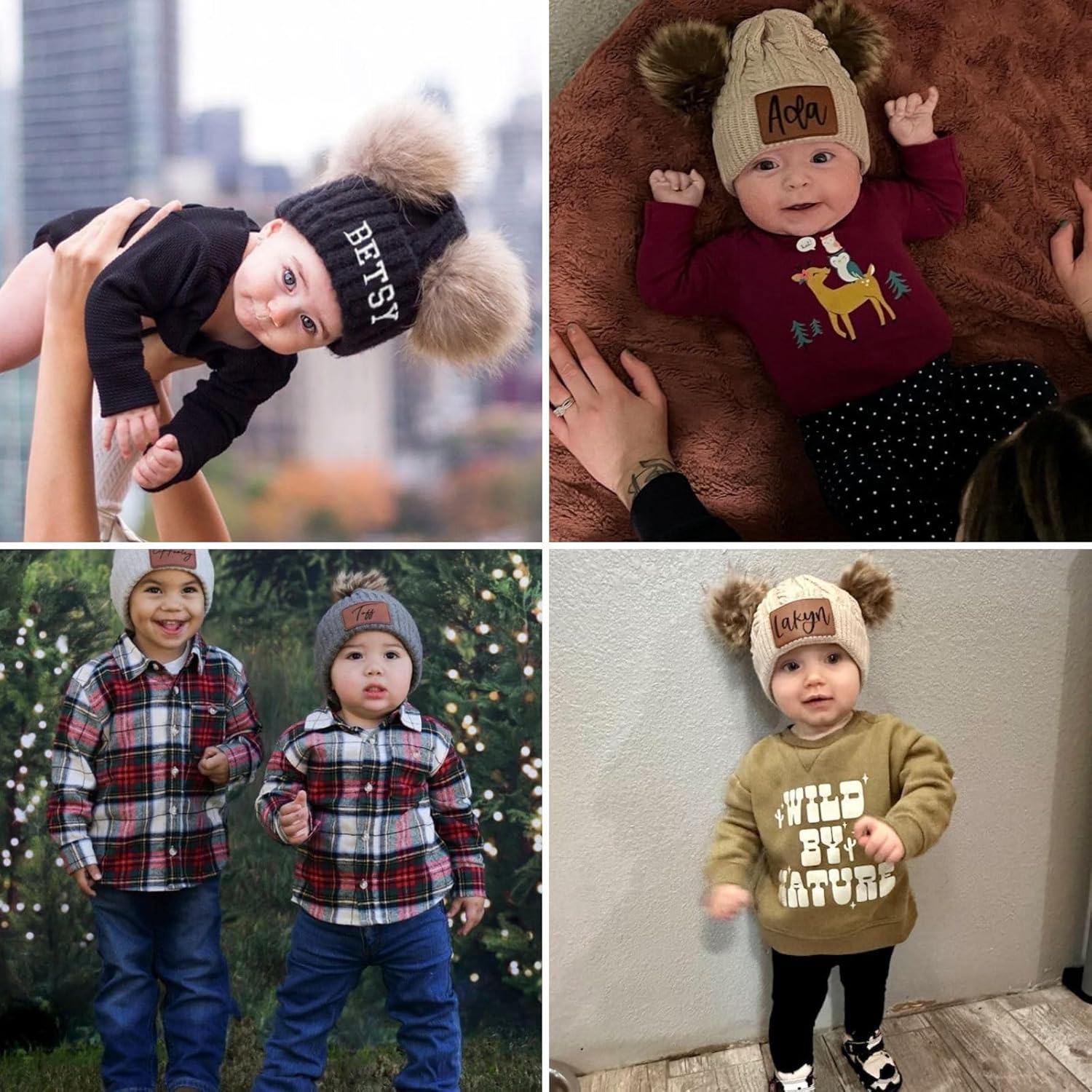 Custom Winter Beanie Hat, Customized Name Pom Pom Beanies Cap, Matching Knitted Hats for Baby Kid Adult - Image 7