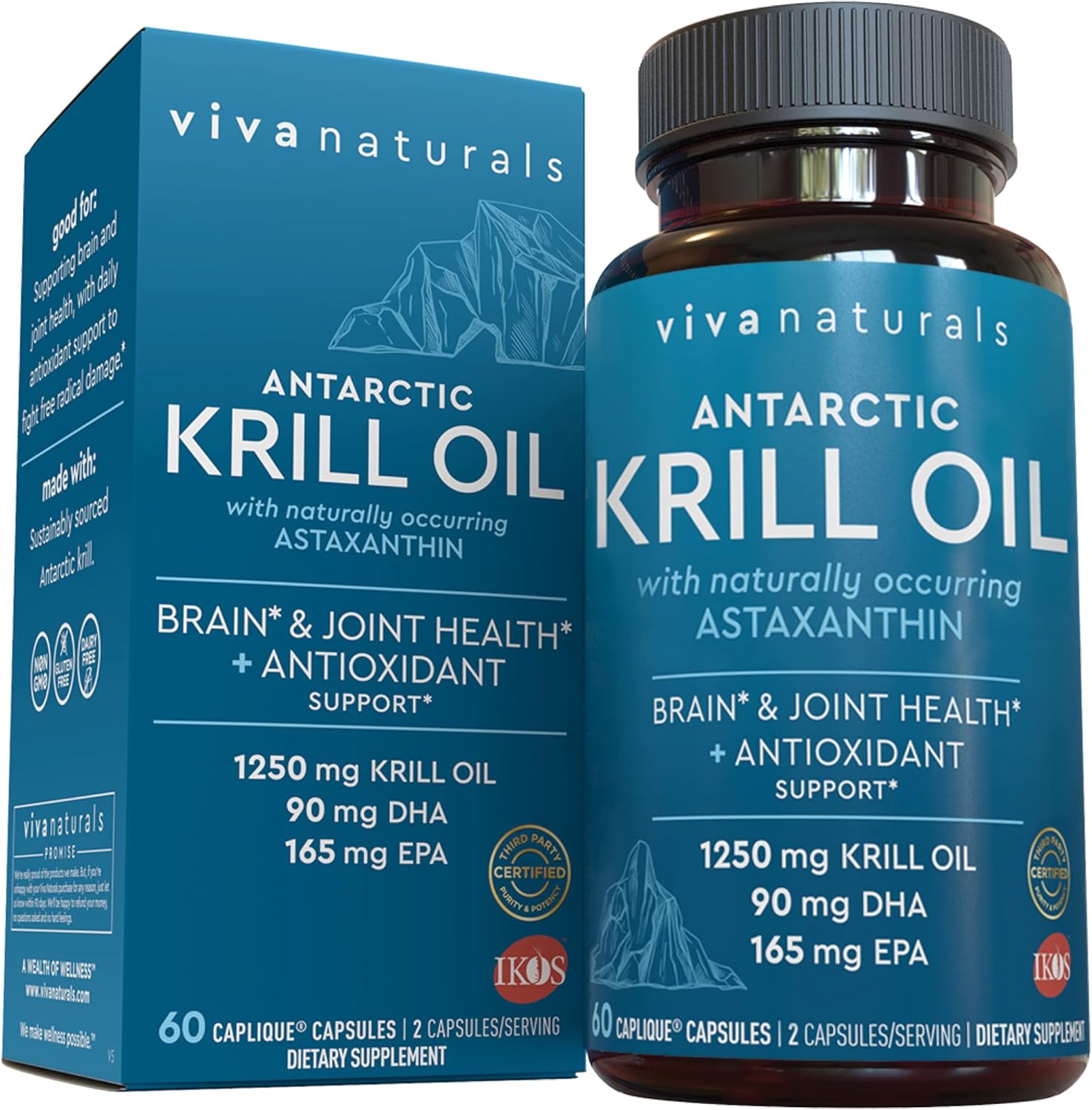 Amazon.com: Krill Oil Supplement 1250mg - Antarctic Krill Oil Omega 3  Providing Astaxanthin, DHA and EPA, Joint Support and Brain Supplement with  No Fishy Aftertaste (60 Capsules) : Health \u0026 Household