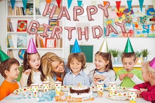 Miniatura 4 de Globos 3D de 16 pulgadas con texto en inglés "Happy Birthday" de color rosa y rosa, globos colgantes de letras de Mylar con números, reutilizables
