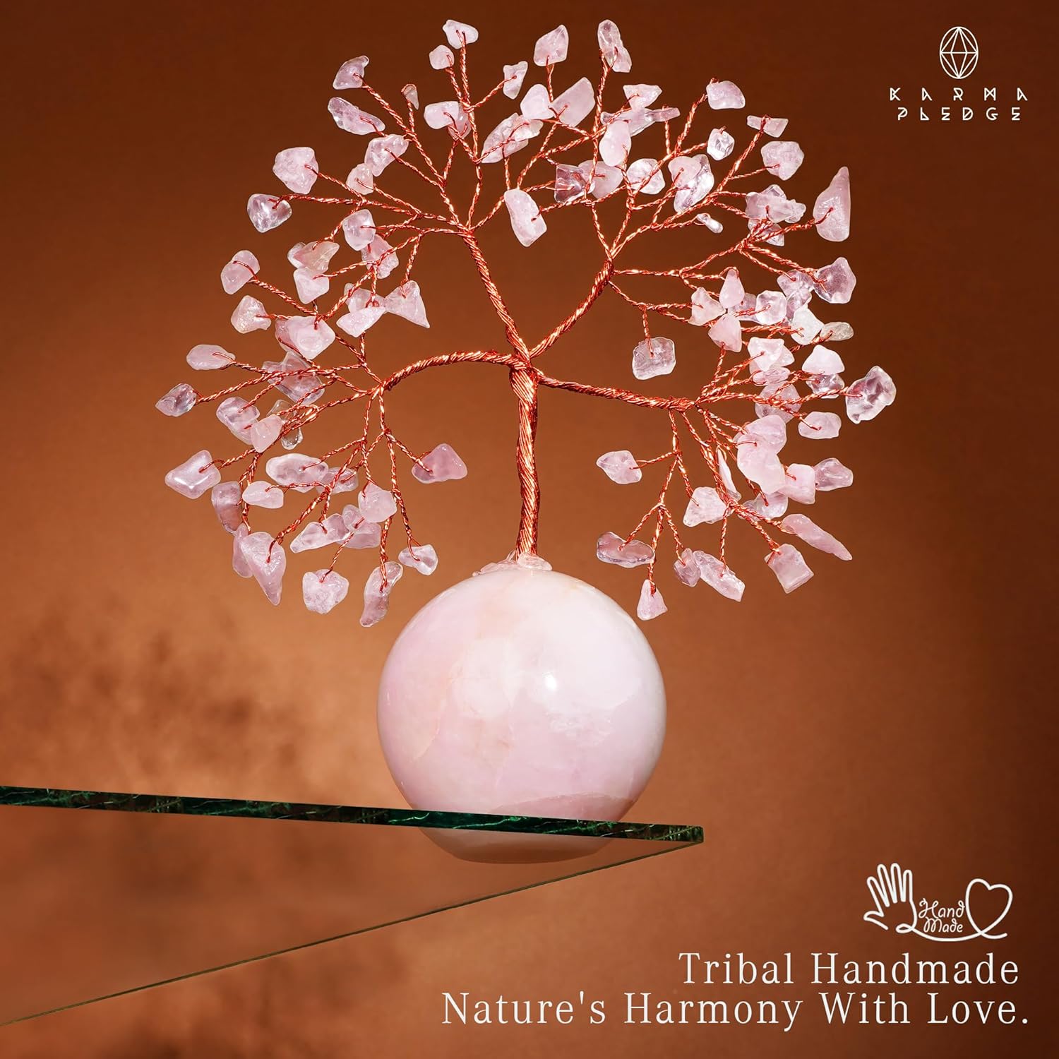 Rose Quartz Crystal Tree of Life Birthday Gifts for Women, Handmade Home Decor, Office, Room Decoration, Reiki Healing Crystal Chakra Tree for Money, Positivity, Good Luck Gifts for Her, Mom & Dad - Image 6