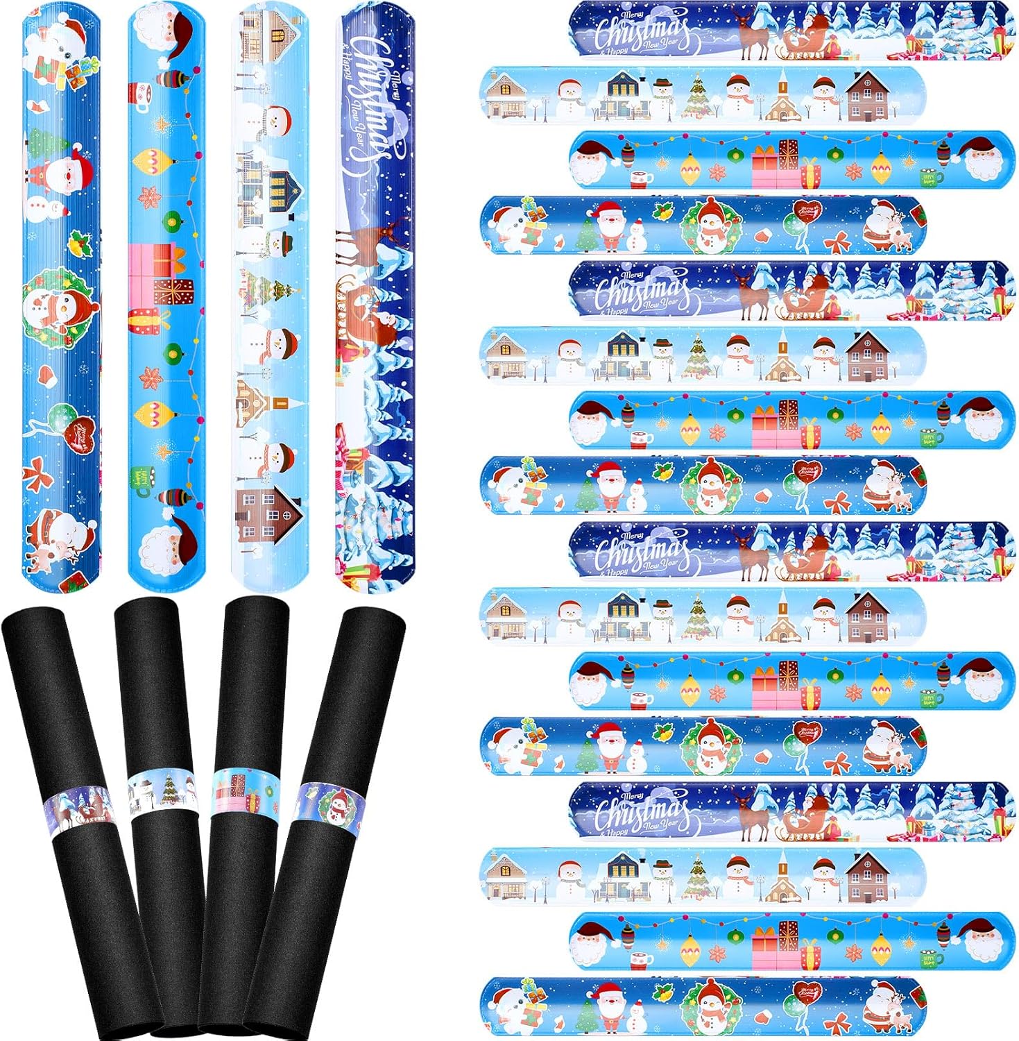 Leyndo 12 Pcs Wrapping Paper Roll Holder Clips Silicone Snap Bands Covered Metal Strips Flip 1 X 9 In Vinyl Roll Poster Holder For Christmas Wedding Graduation Gift Wrapping (Multi Colors