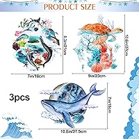 Vista 10 de 4 calcomanías autoadhesivas para asiento de inodoro bajo el mar, vida marina, acuarela, animales marinos, peces, algas marinas, coral