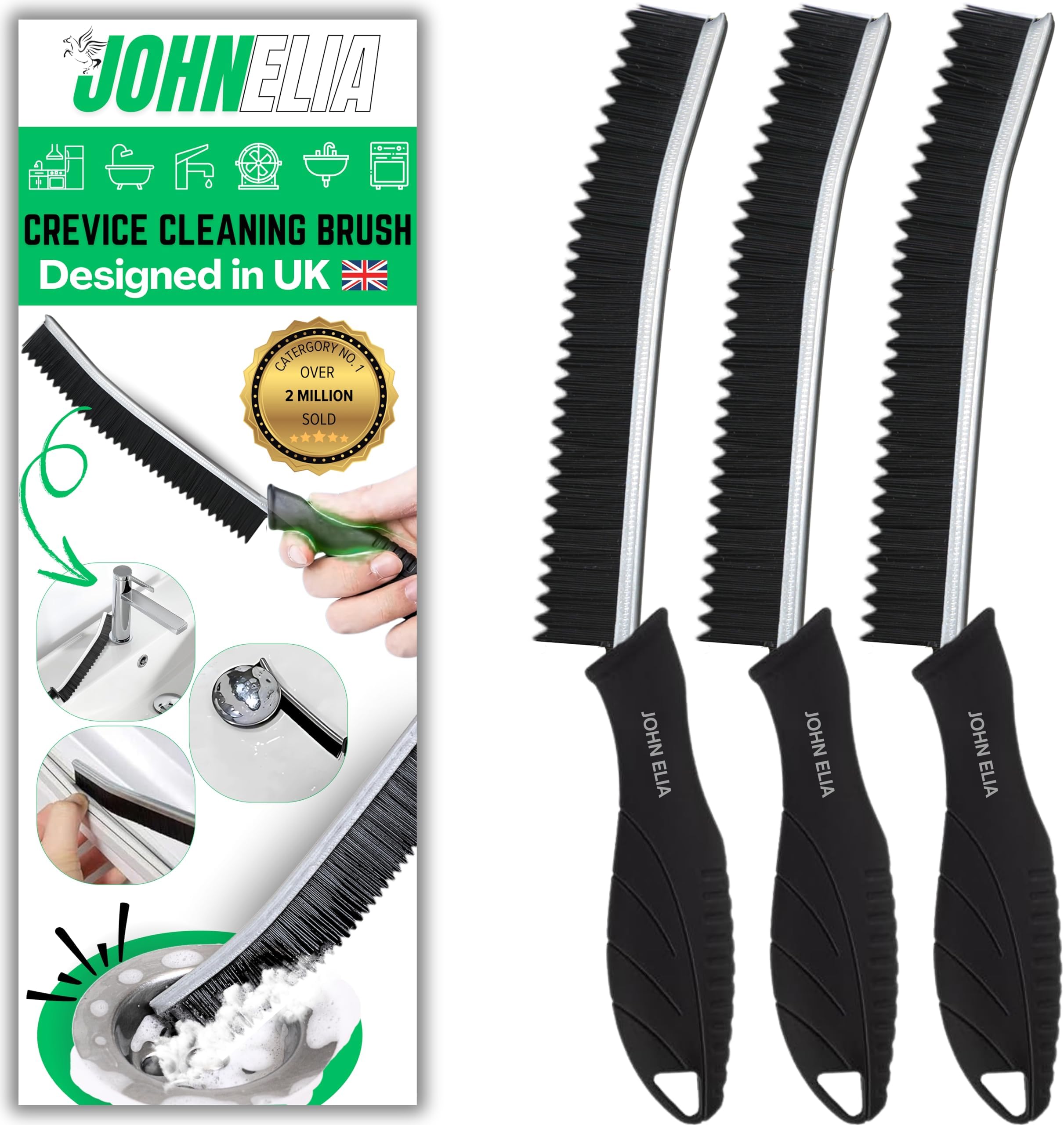 Crevice Cleaning Brush UK 3 Pcs Multifunctional Bathroom Cleaning Brushes For Small Spaces With Long Magic Brush Cleaner Grout Cleaner Brush - Groove Gaps Cleaning Brush - Cleaning Tool
