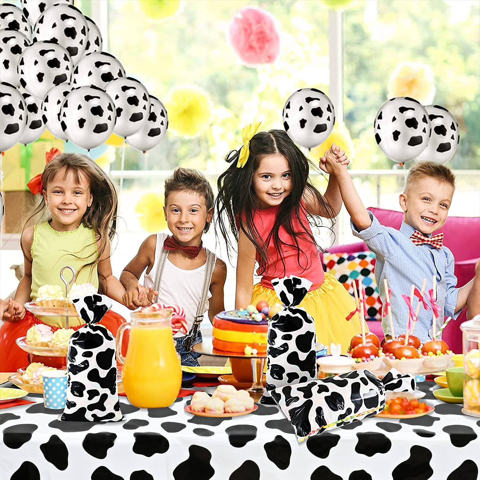 2 manteles de plástico con estampado de vaca de 200 x 51 cm, para fiestas de cumpleaños