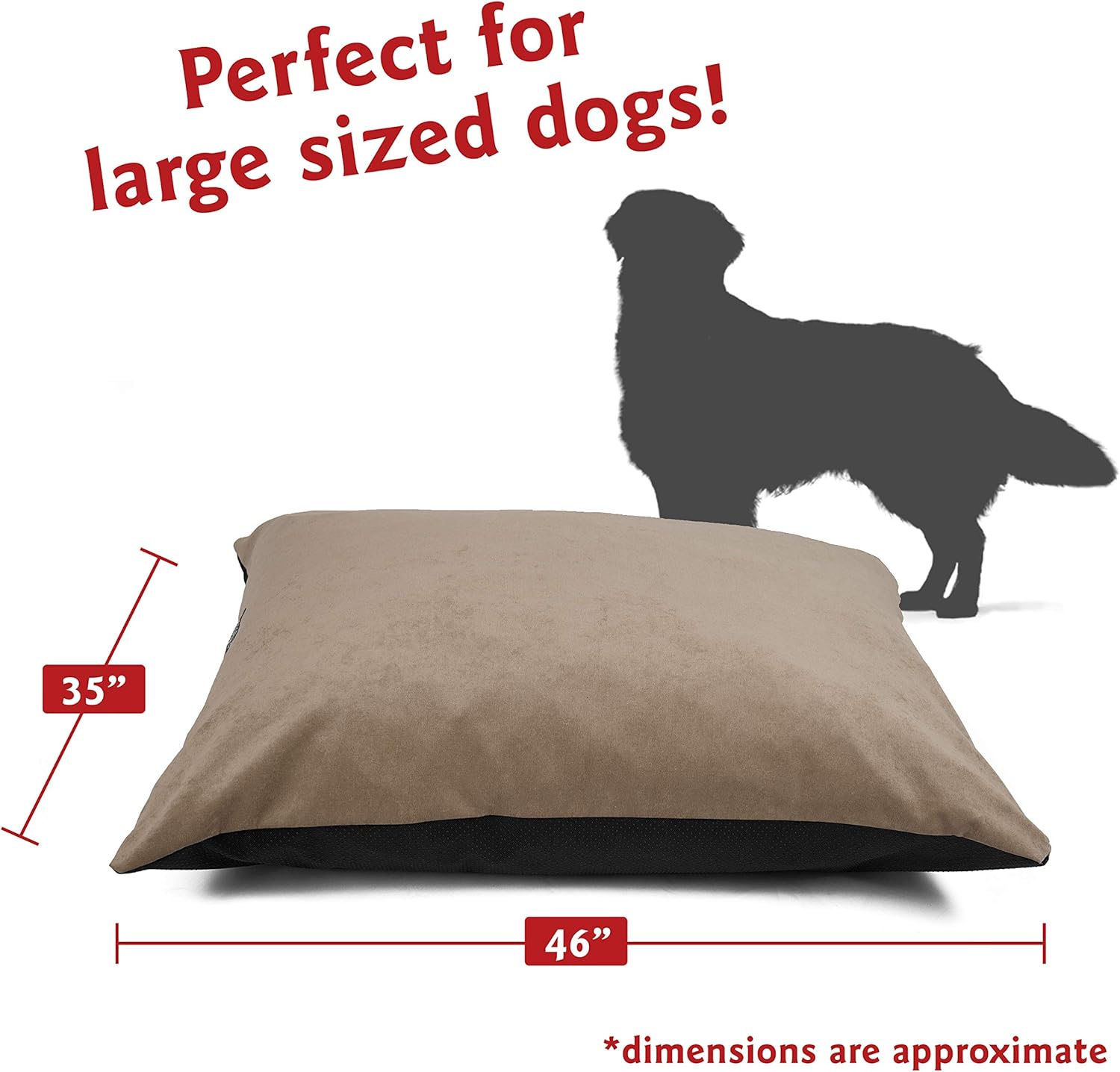 Majestic Pet Rectangle Large Dog Bed Washable – Non Slip Comfy Pet Bed – Dog Crate Bed Super Value Pillow Dog Bed – Dog Kennel Bed for Sleeping - Dog Bed Large Breed 46 x 35 Inch – Villa Vintage
