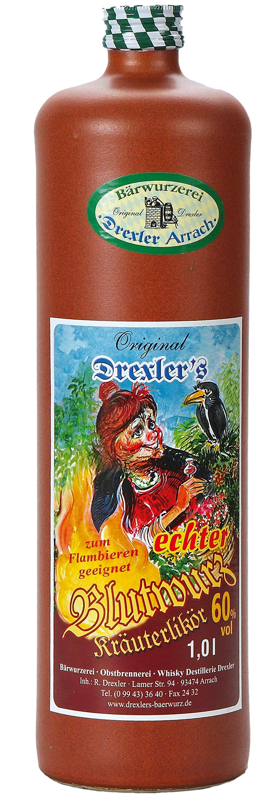 Original Drexler's echter Blutwurz | 60% vol. | 1l. Tonflasche