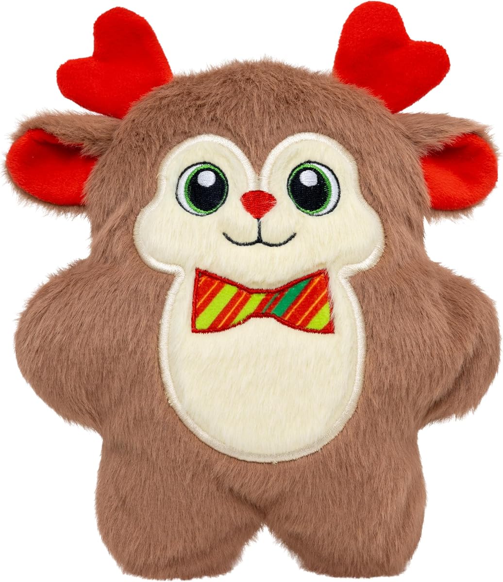 KONG Holiday Snuzzles Dog Toy – Plush Seasonal Characters, Full-Body Squeaker, Soft Holiday Cuddle Toy for Indoor Play (Reindeer, Medium)