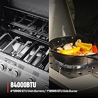 Vista 10 de Monument Grills 6+1 parrilla inteligente convertible de gas natural, 6 quemadores y 1 quemador lateral de acero inoxidable Denali 605 con tecnología