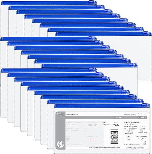 Miniatura 11 de Marspark 100 piezas de estuche transparente para lápices con cremallera, sobre a granel con bolsillo para etiquetas, sobres de plástico transparente