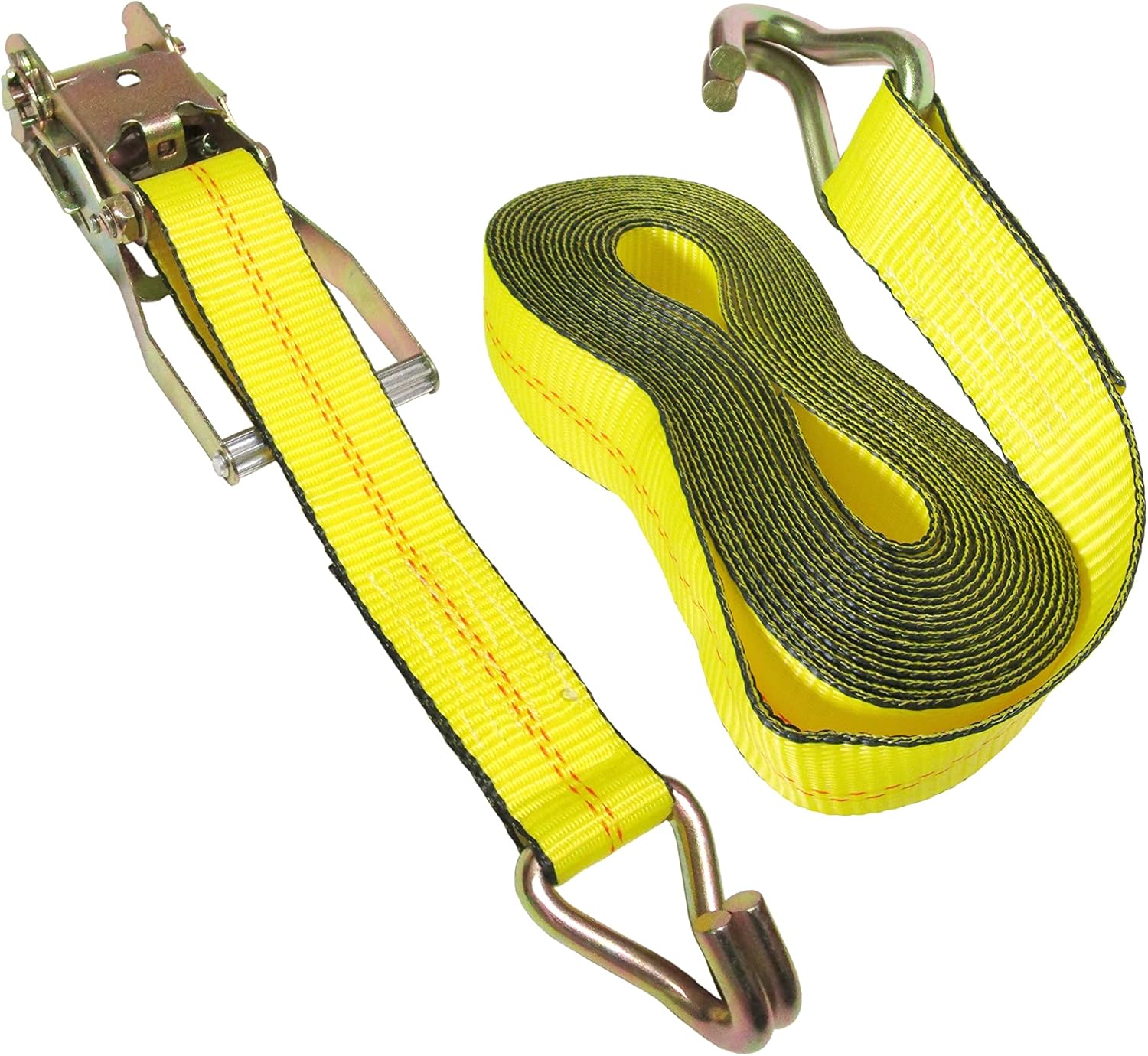 2" x 8' Ratchet Tie Down Strap with Wire J Finger Hook for Cargo Control | Trailer & ATV | Off-Road Utility | Professional Quality