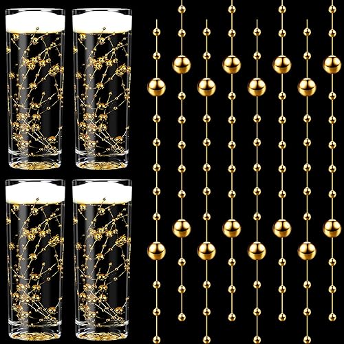 Miniatura 8 de 48 piezas de perlas artificiales para velas flotantes centros de mesa de 5.1 pulgadas, cuerdas de perlas sintéticas para rellenos de jarrones,