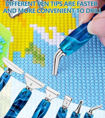 Miniatura 7 de YULOFMVE Bolígrafo de pintura de diamante, de resina de agarre cómodo, con 6 puntas de metal de acero inoxidable diferentes, accesorios de pintura