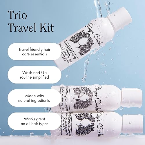 Miniatura 10 de Rizos Curls Kit de viaje de 4 pasos para cabello rizado crema que define rizos champú acondicionador refresca y desenreda 2 onzas líquidas cada uno