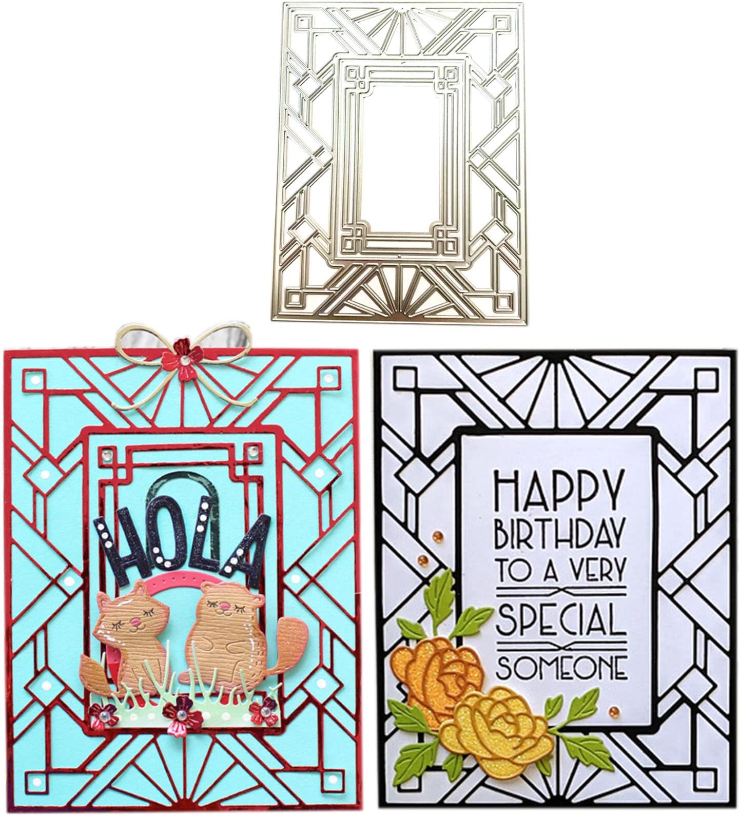 Scrapbooking Die-Cuts, Rectangular Frame Metal Cutting Dies for Card Making, Paper Craft Punch Template, Background Embossing Stencils, DIY Album Décor (Hollow Frame B-14.5x11.2cm)