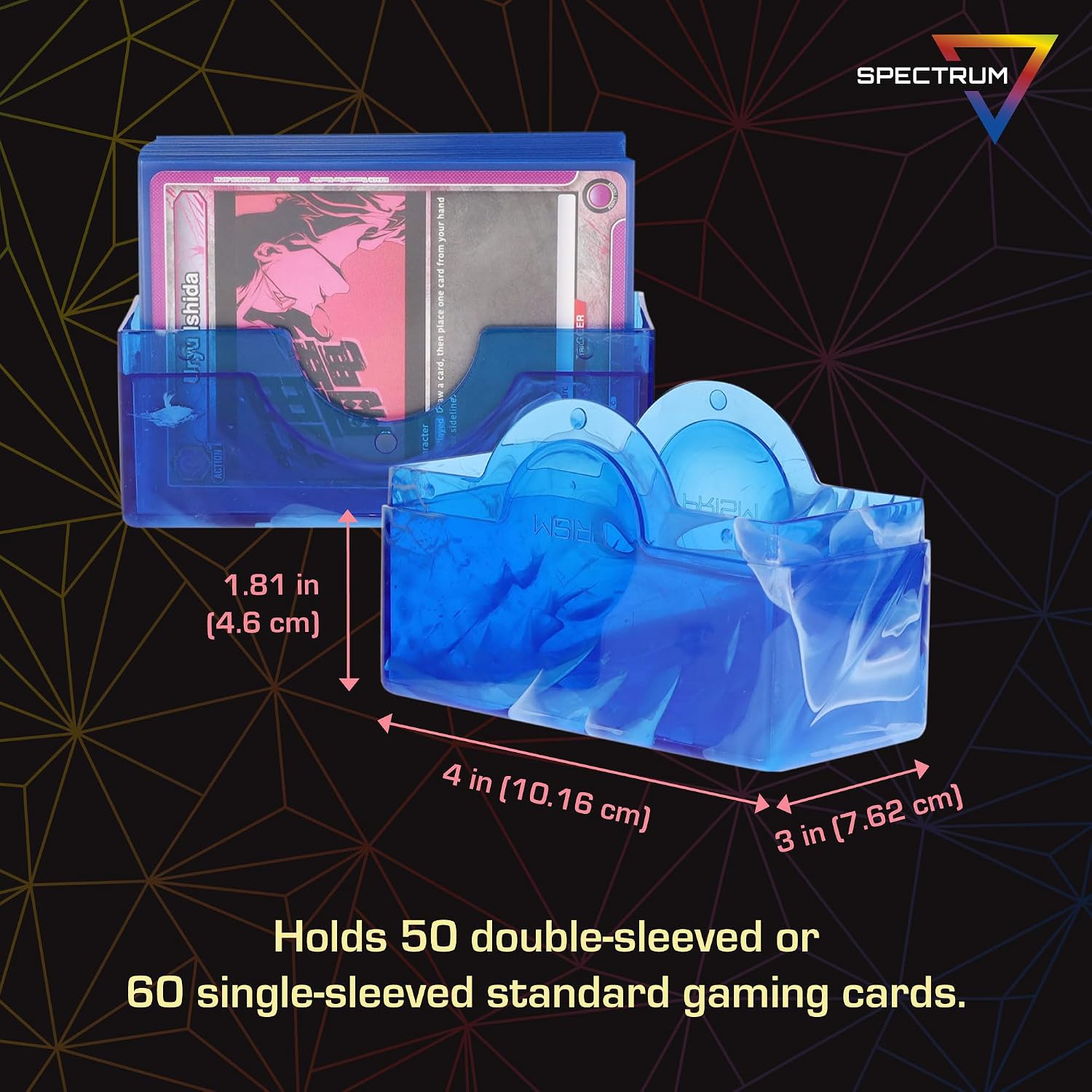 BCW Prism Deck Case - Apatite Blue | Holds 50 Double-Sleeved or 60 Single-Sleeved Cards | Secure Snap Closure | Compatible Collectible Card Bins | TCG Storage Box image 3