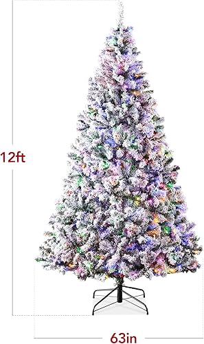 Miniatura 34 de Best Choice Products Árbol de Navidad rosa preiluminado de 6 pies, abeto completo con nieve artificial, decoración navideña con 250 luces, 928