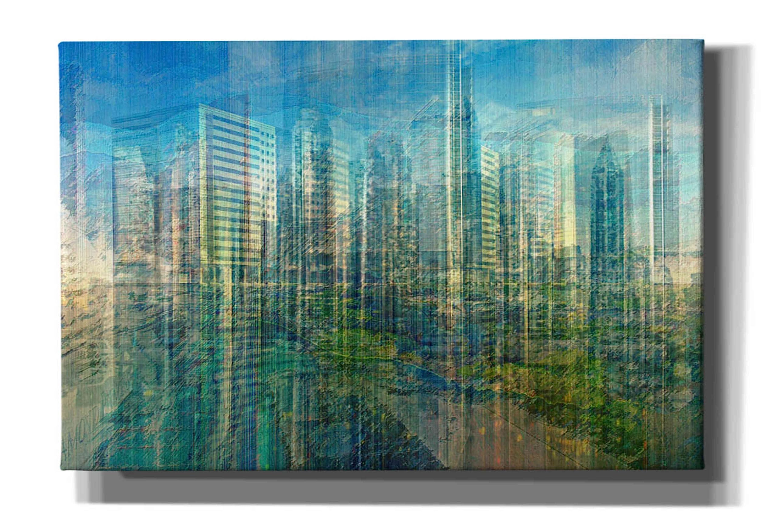 Epic Graffiti 'Emerald City' by David Manlove, Giclee Canvas Wall Art, 60"x40"