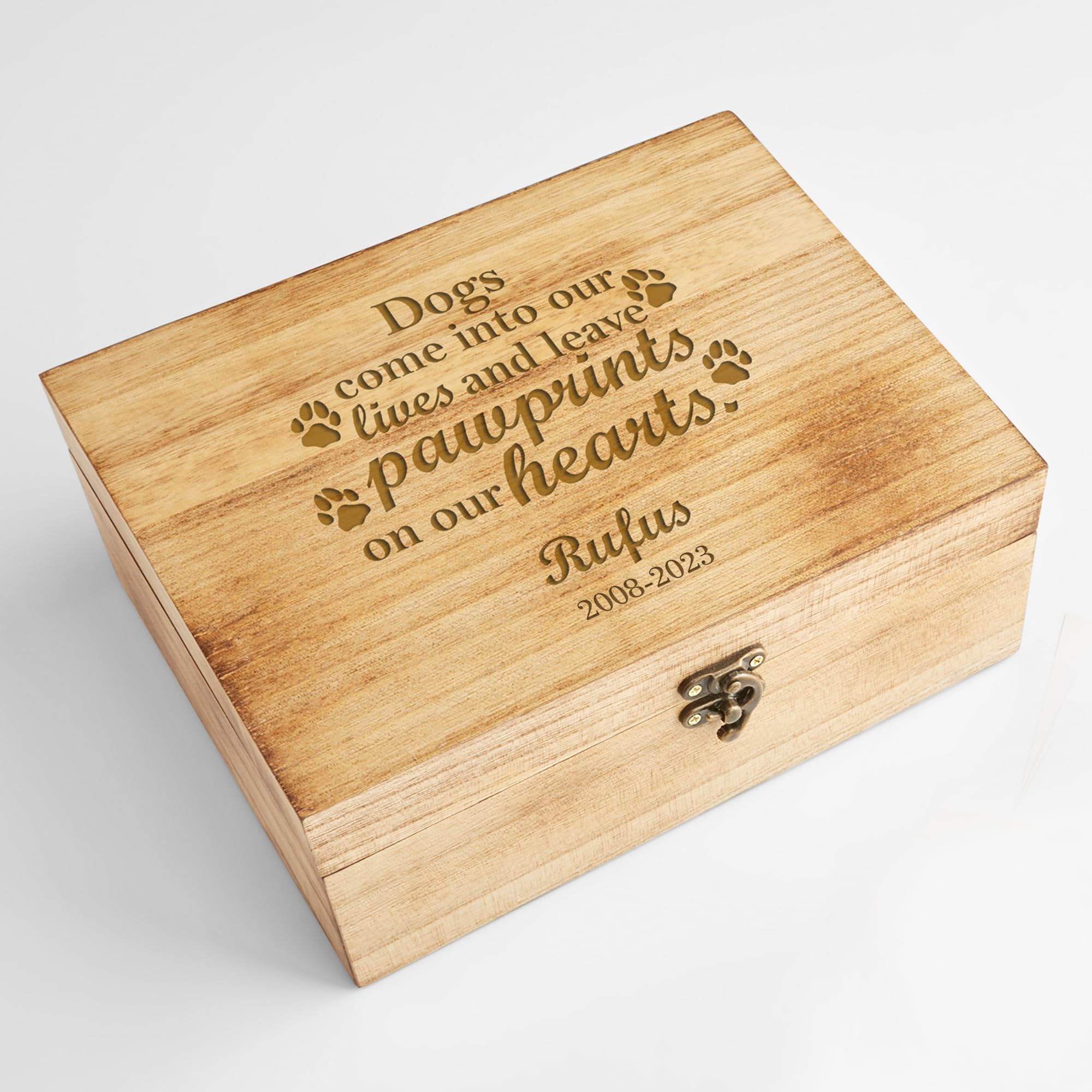 Let's Make Memories Personalized Wooden Pet Keepsake Box - Cat Memorial - For Pet Parents