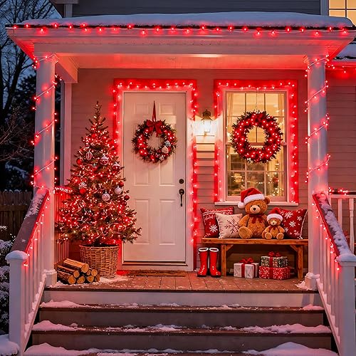 Vista 25 de JMEXSUSS Decoraciones del 4 de julio, luces rojas, blancas y azules, tira de 100 luces LED de 33 pies para interiores, 8 modos patrióticos del 4