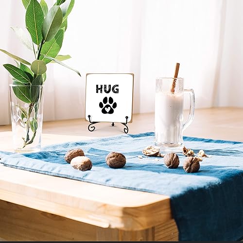 Miniatura 4 de Hug - Placa de madera para decoración de escritorio de oficina en casa con soporte, regalos de duelo por pérdida de mascota, regalos conmemorativos