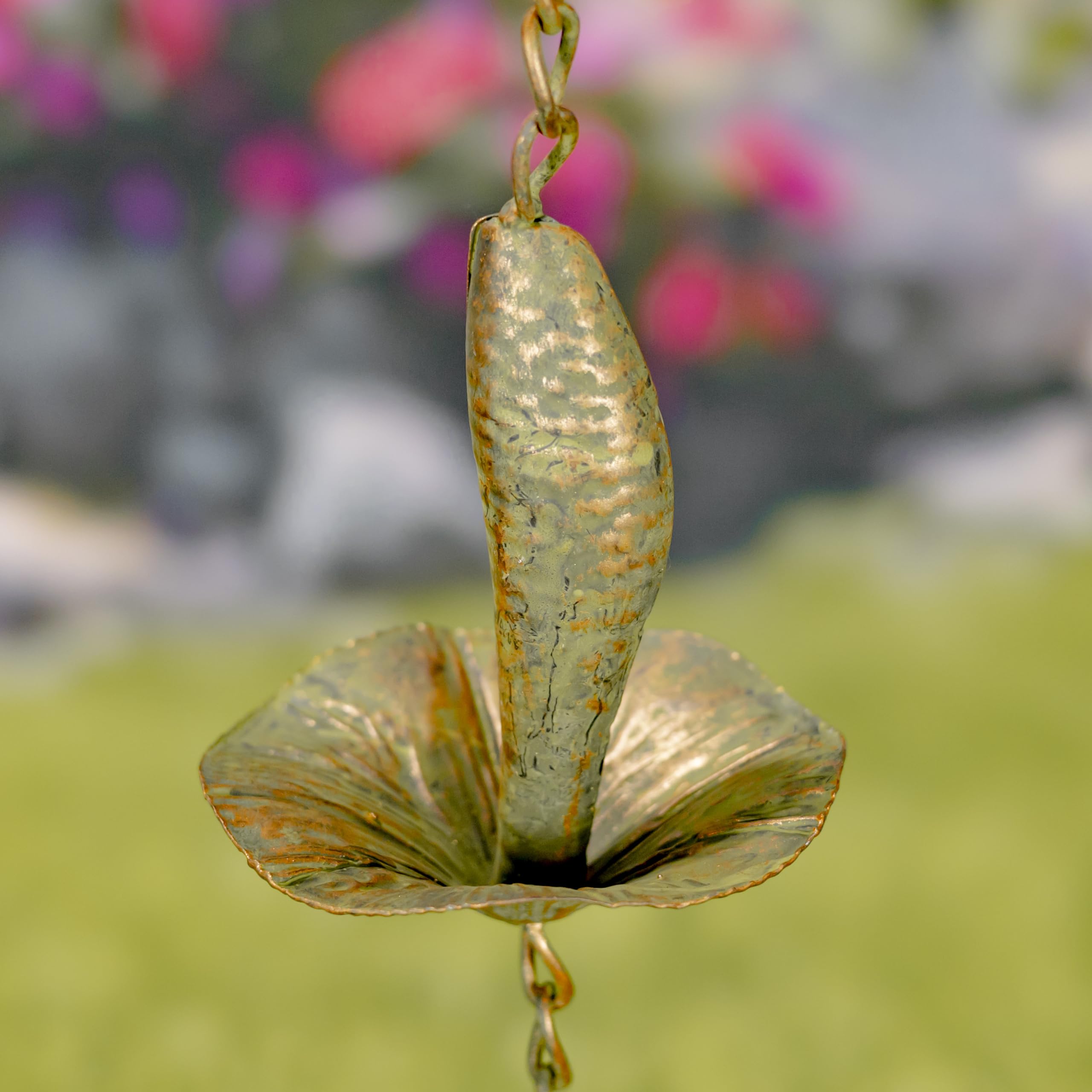 Zaer Ltd. Ornate Hanging Rain Chains (Copper Finish, Mushrooms)