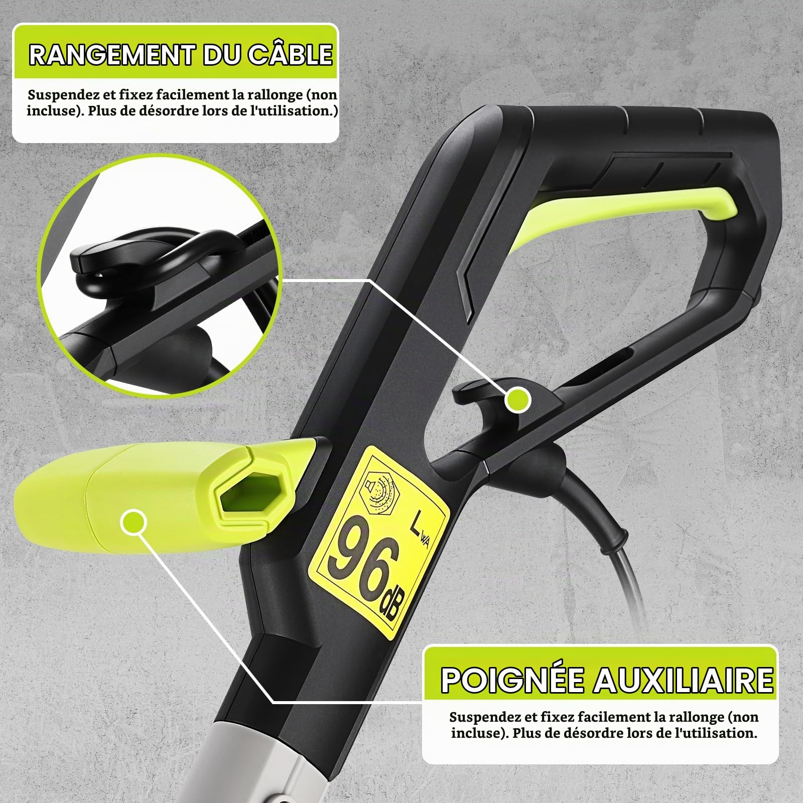 DEKOPRO Coupe Bordure Filaire 250 W: Débroussailleuse Êlectrique à Double Fil de 23 cm, Alimentation Automatique, avec 3 Bobines de Fil, pour Pelouses, Jardins et Mauvaises Herbes